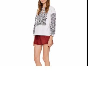 $350 Tory Burch Embroidered
White Black Cotton Poplin Tunic...